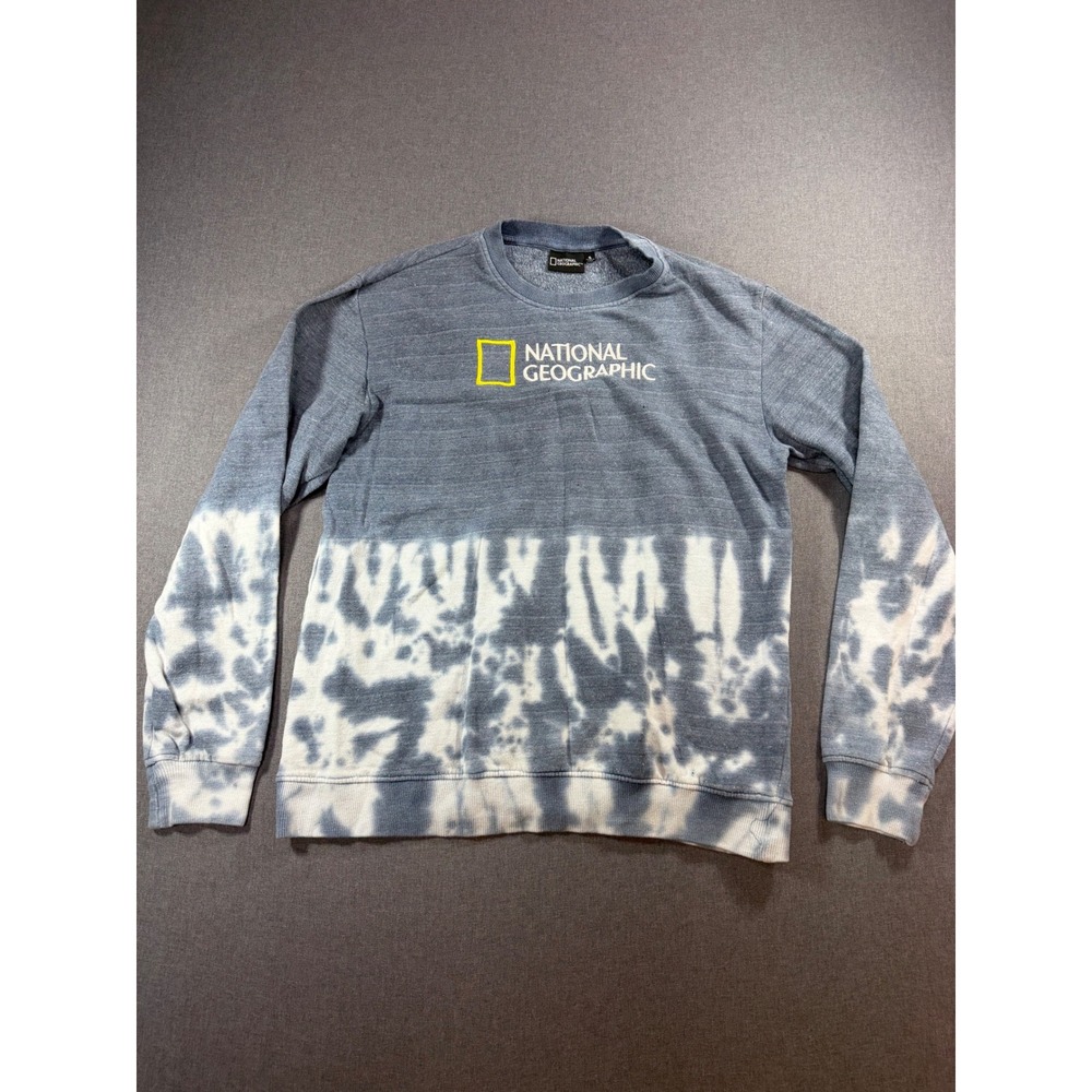 National Geographic Osorno Volcano Tie Dye Sweatshirt Blue Mens Small